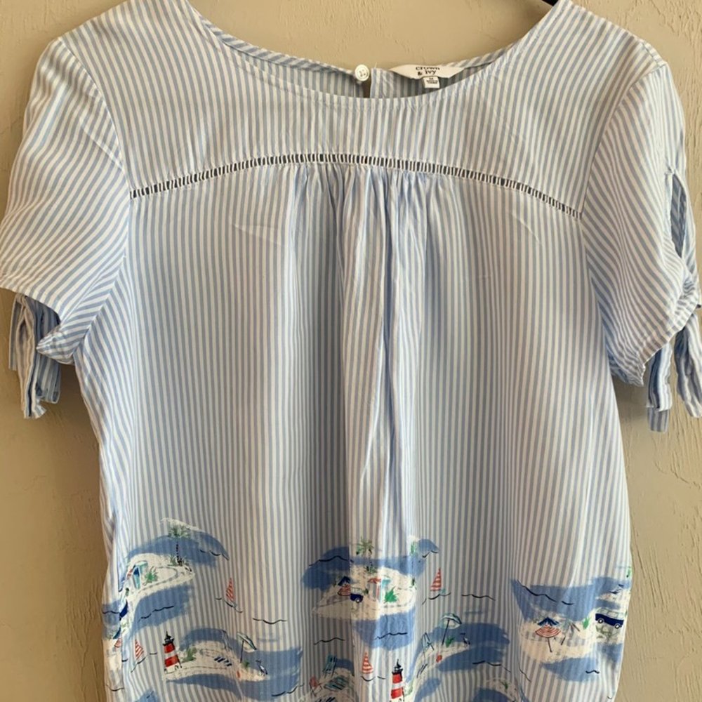 Crown and Ivy Size M Seersucker Lighthouse shirt